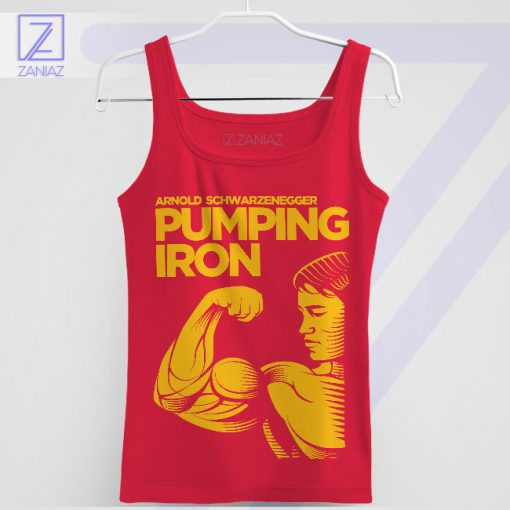 Pumping Iron Motivation Arnold Quote Red Tank Top