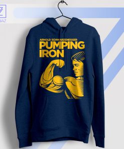 Pumping Iron Retro Arnold Schwarzenegger Navy Hoodie