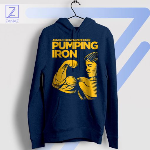 Pumping Iron Retro Arnold Schwarzenegger Navy Hoodie