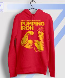 Pumping Iron Retro Arnold Schwarzenegger Red Hoodie