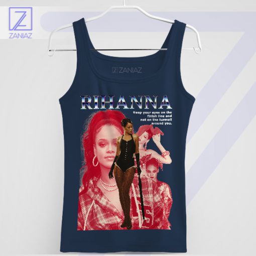 Rihanna Quote Pursue Your Goals Navy Tank Top