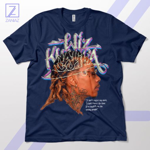 Wiz Khalifa QuoteNo Regrets Just Lessons Navy T-Shirt